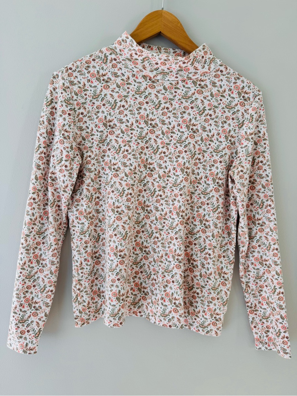 Vintage Croft & Barrow Floral Turtleneck Top M Ditsy Print Long Sleeve